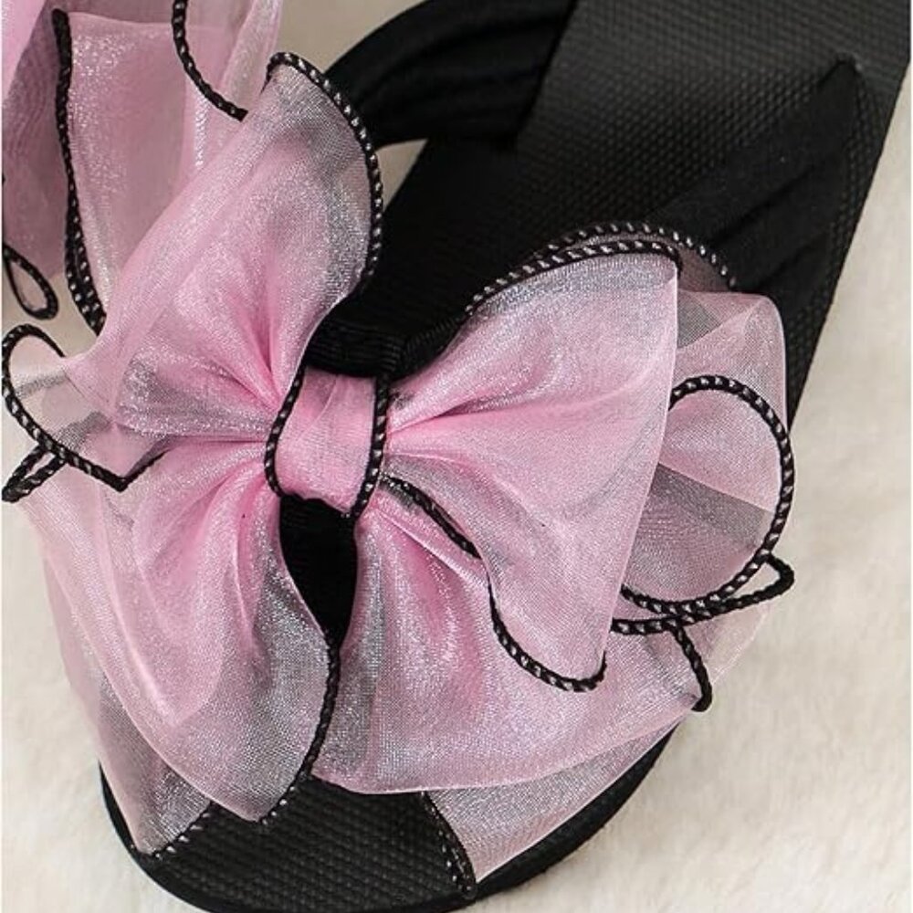 Women's Bow Flip Flops Beach Flats Sandals - Picture 5 of 5